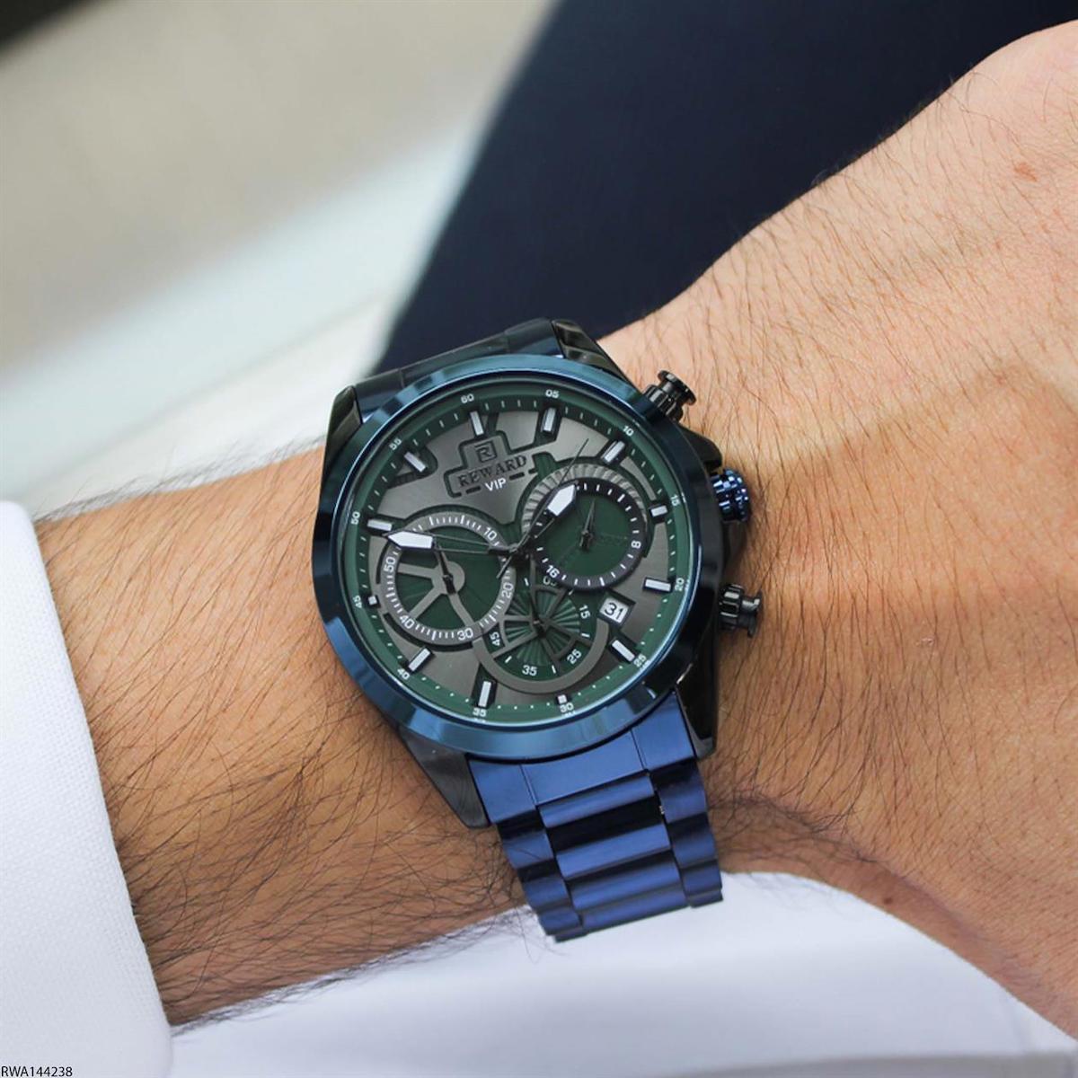 Reward RWA144238 Takvimli 44 mm Lacivert Çelik Kordon Analog Erkek Kol Saati