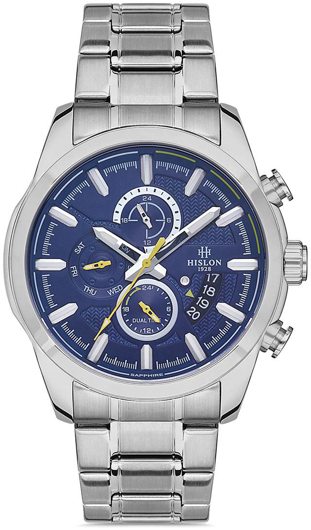 Hislon DT130S-11SS Pusulalı Takvimli 45 mm Çelik Kordon Analog Erkek Kol Saati