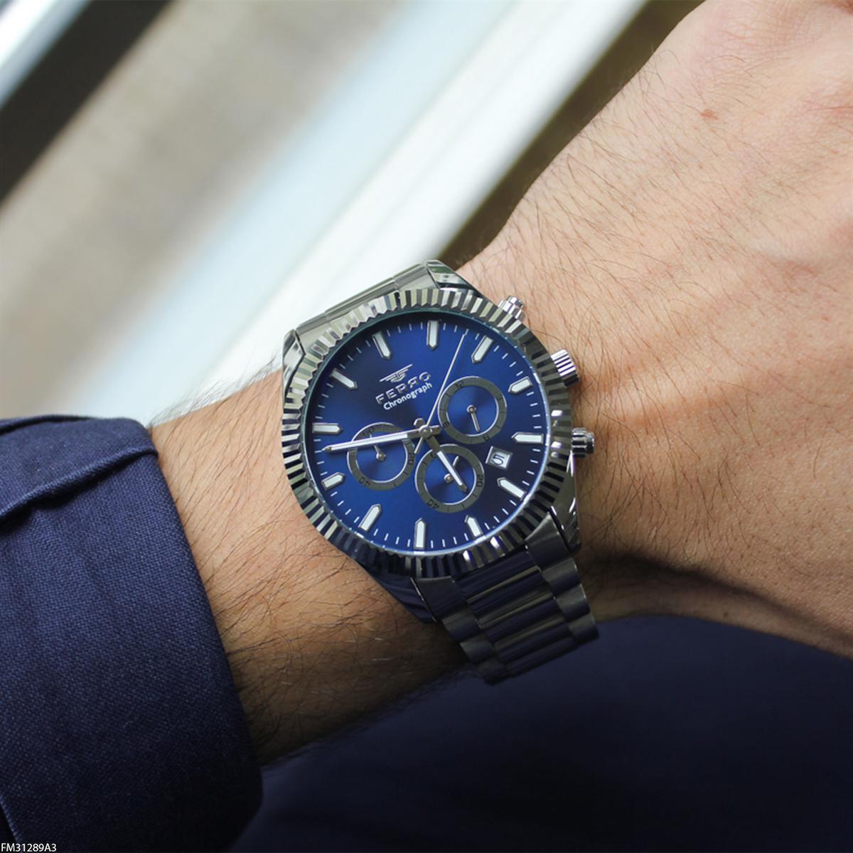Ferro FM31289A3 Takvimli 43 mm Çelik Kordon Analog Erkek Kol Saati