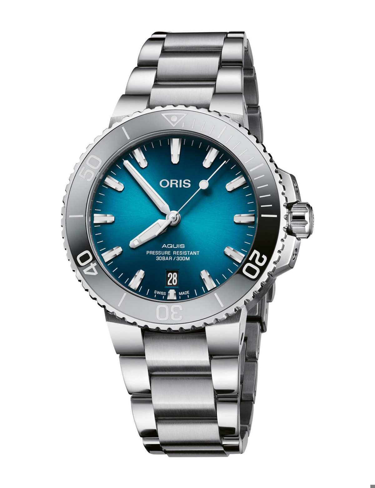 Oris New Aquis Date Takvimli Çelik Kordon Analog Kol Saati