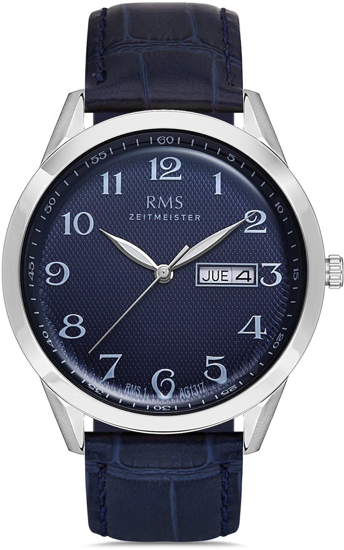 Romanson RMS.1.AG1317.19 Takvimli 42 mm Lacivert Deri Kordon Analog Kol Saati
