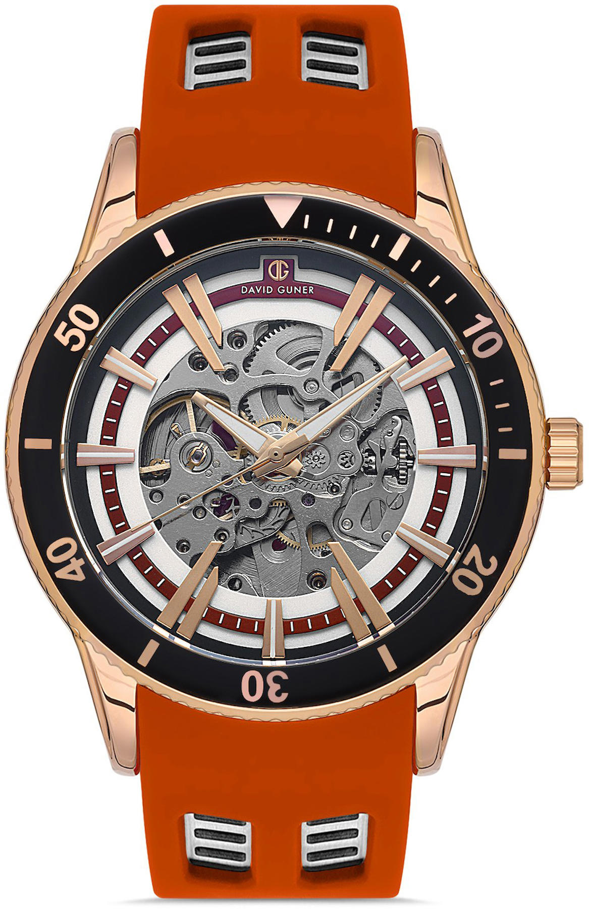 David Guner DG-8619GD-ZV1 Takvimli 42 mm Kırmızı Metal Kordon Analog Kol Saati