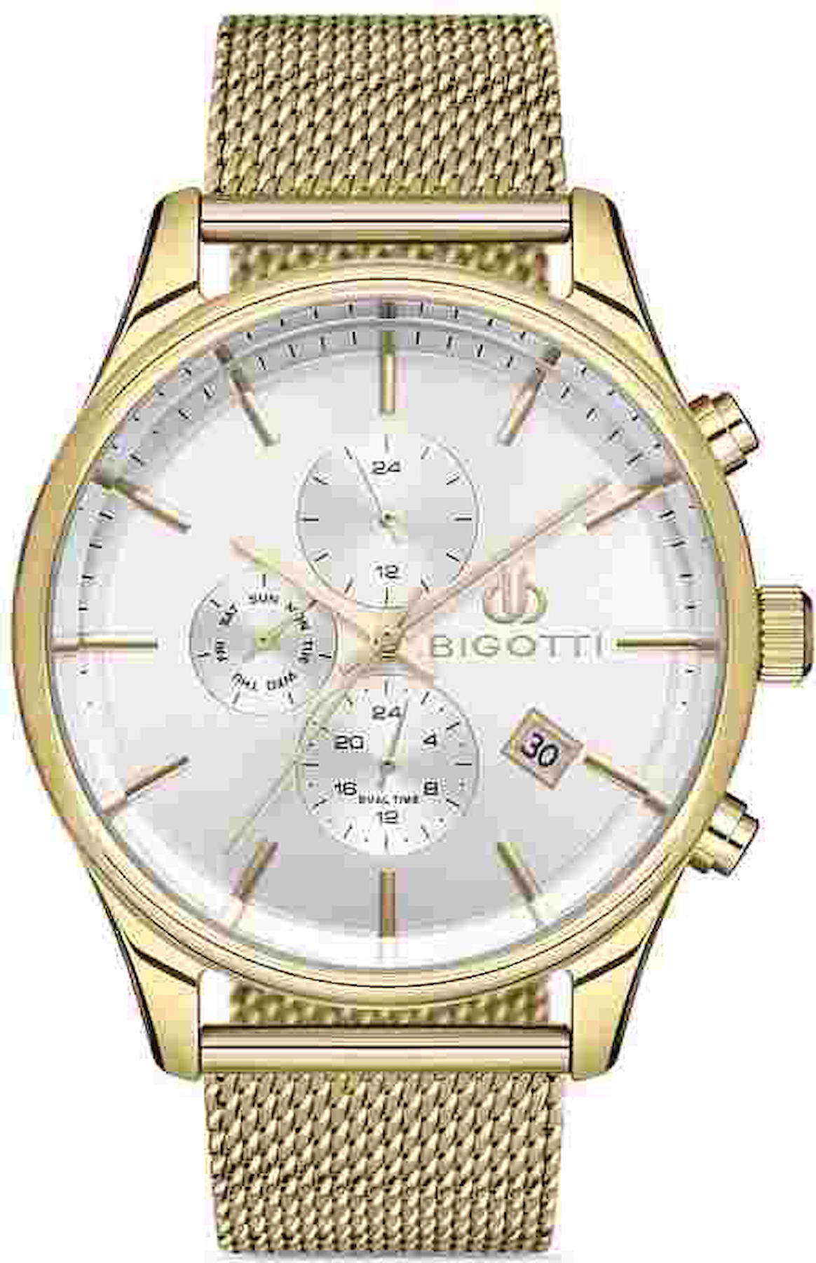 Bigotti BG.1.10262.1 Takvimli 44 mm Altın Çelik-Hasır Kordon Analog Kol Saati