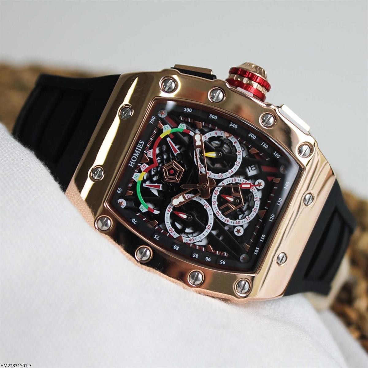Homies HM22831S01-7 Pusulalı Takvimli Siyah Silikon Kordon Analog Erkek Kol Saati