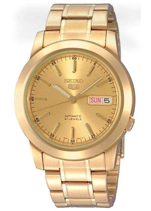 Seiko SNKK20K Takvimli 36 mm Altın Çelik Kordon Analog Kol Saati