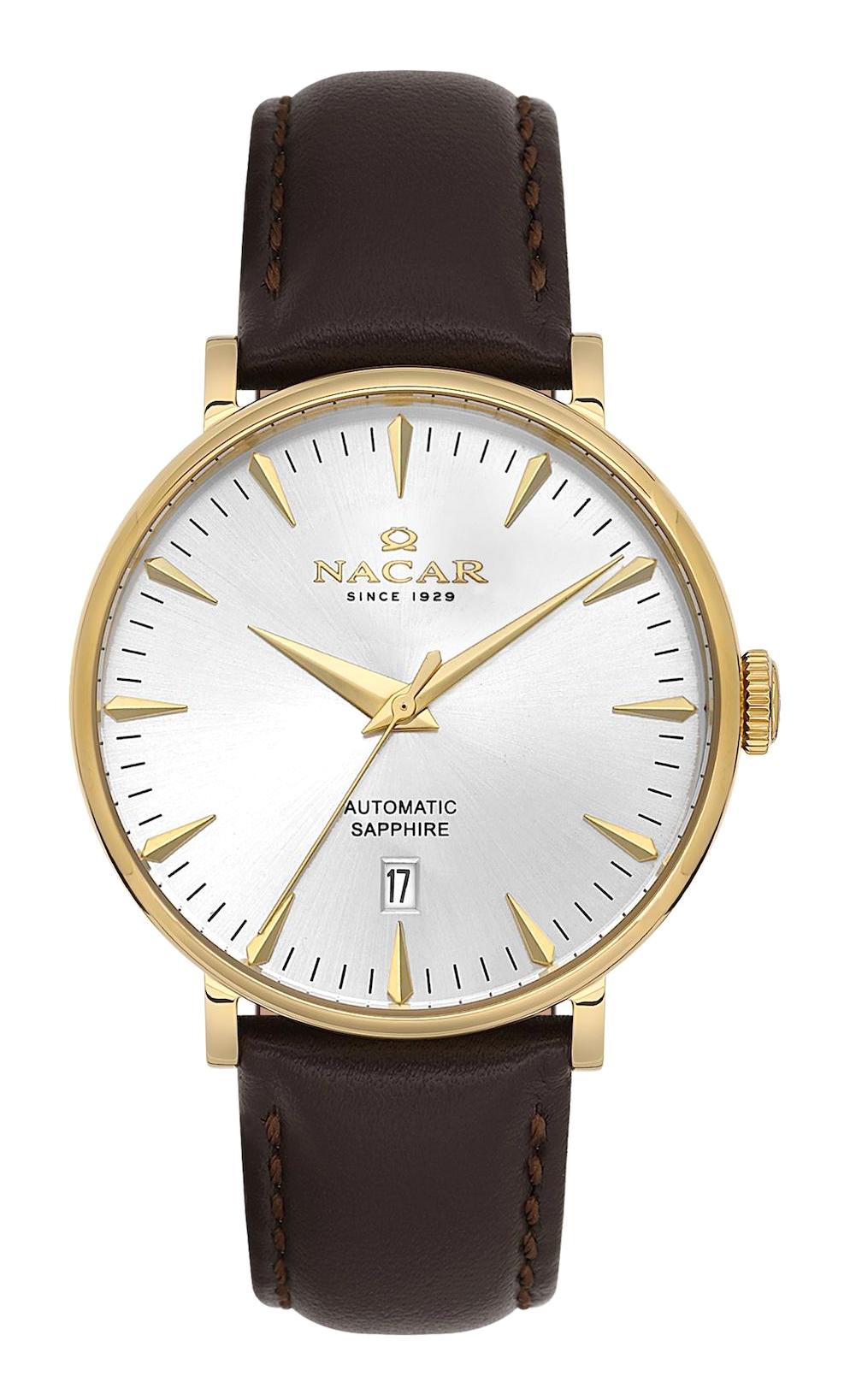 Nacar 3429B640DSL2 Takvimli 44 mm Kahverengi Çelik Kordon Analog Kol Saati
