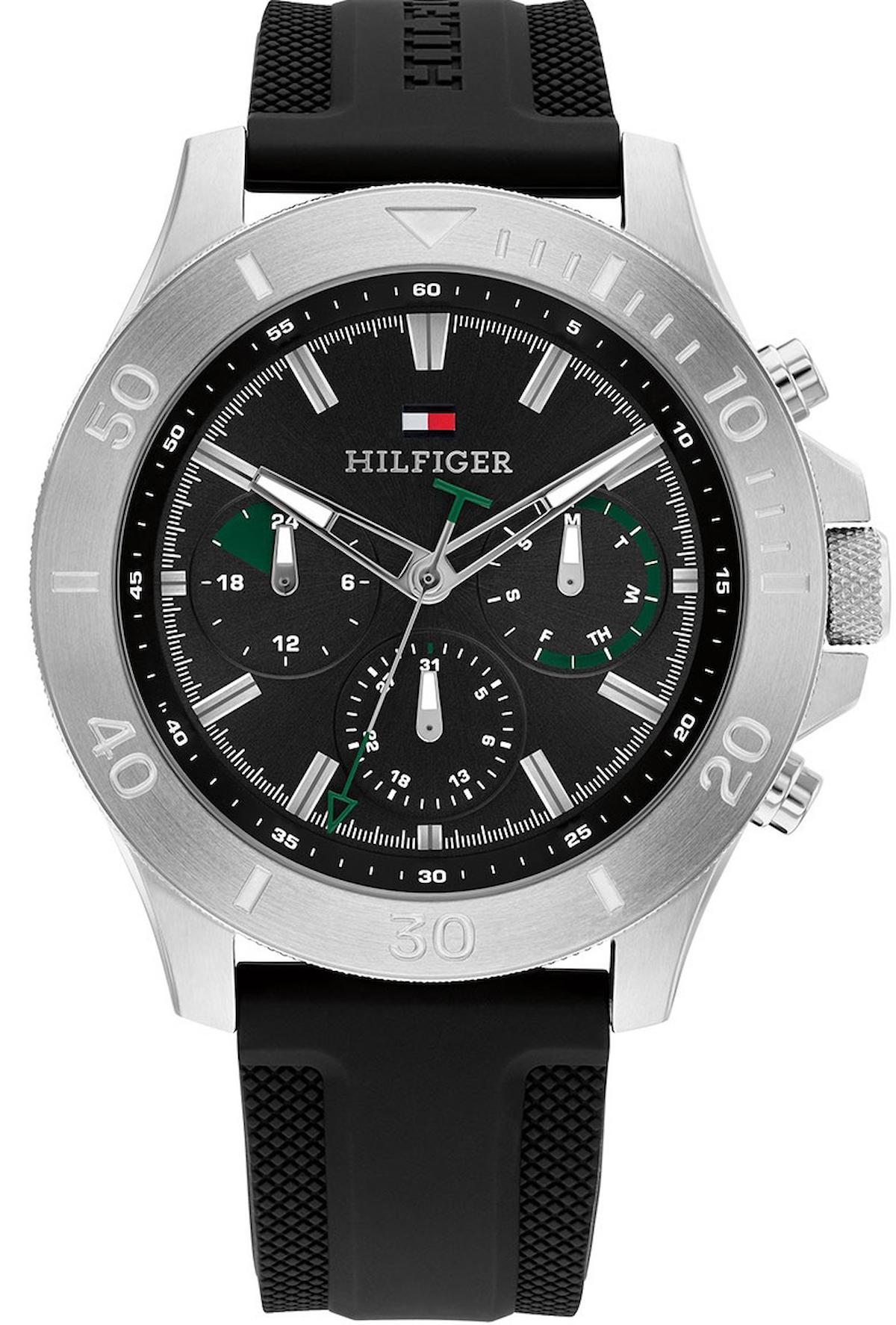 Tommy Hilfiger TH1792111 Takvimli 46 mm Gri Silikon Kordon Analog Erkek Kol Saati
