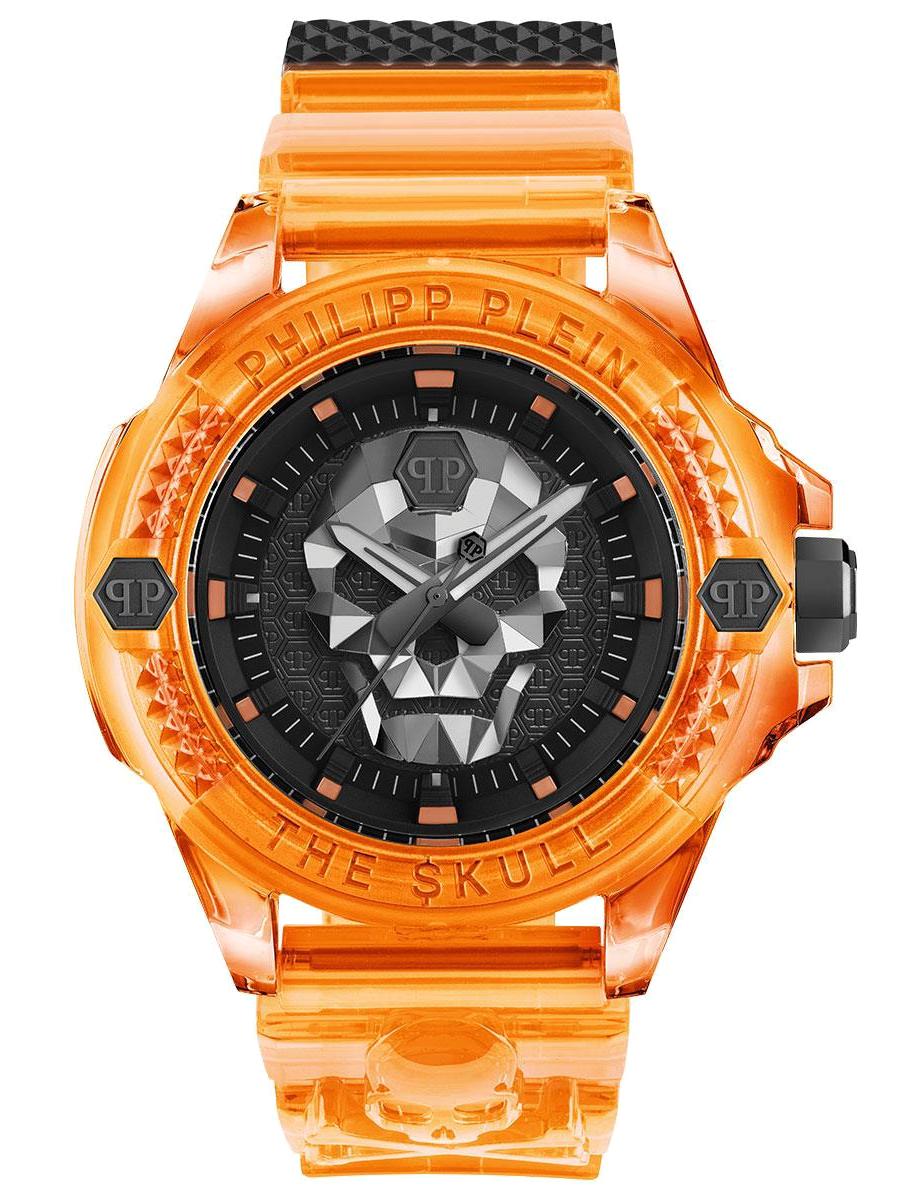 Philipp Plein PWWAA0824 Takvimli 44 mm Turuncu Silikon Kordon Analog Erkek Kol Saati