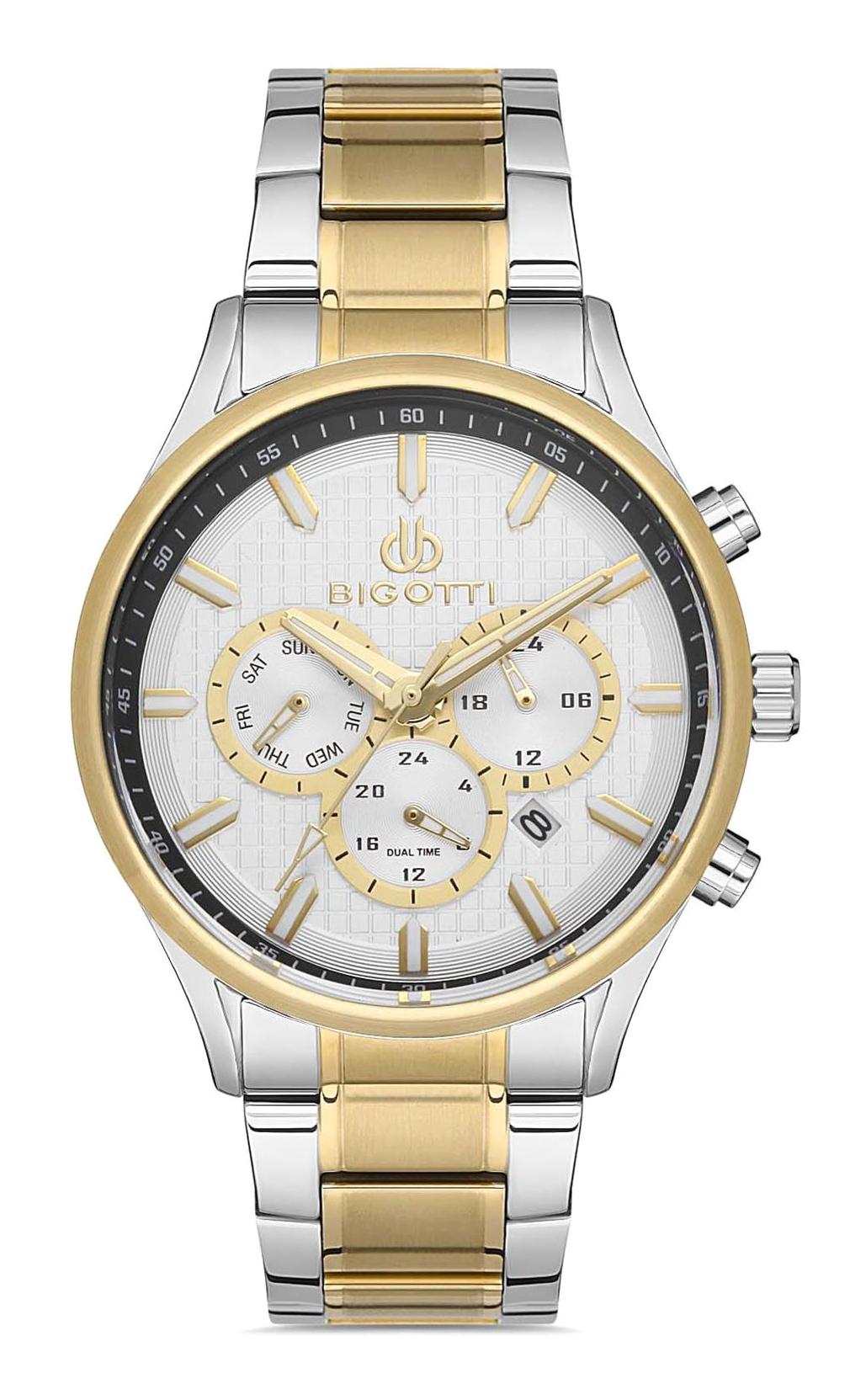 Bigotti BG.1.10259.3 Takvimli 44 mm Altın-Çelik Kordon Analog Erkek Kol Saati