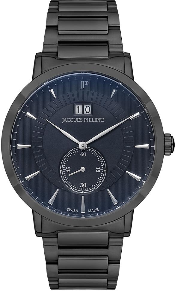 Jacques Philippe JPQGS104311 Takvimli 43 mm Siyah Çelik Kordon Analog Erkek Kol Saati