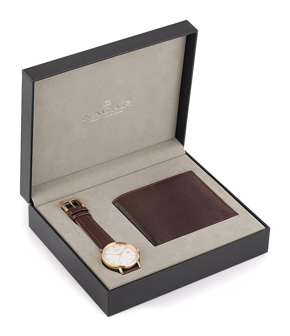 Nacar 3429B637DWL2 Takvimli 44 mm Kahverengi Çelik Kordon Analog Kol Saati