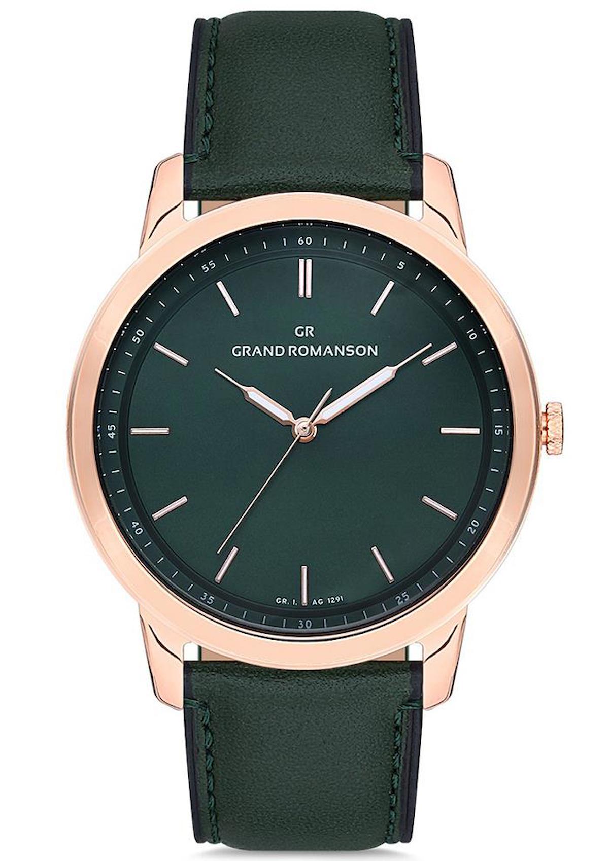 Grand Romanson GR.1.AG1291.08 42 mm Yeşil Deri Kordon Analog Erkek Kol Saati