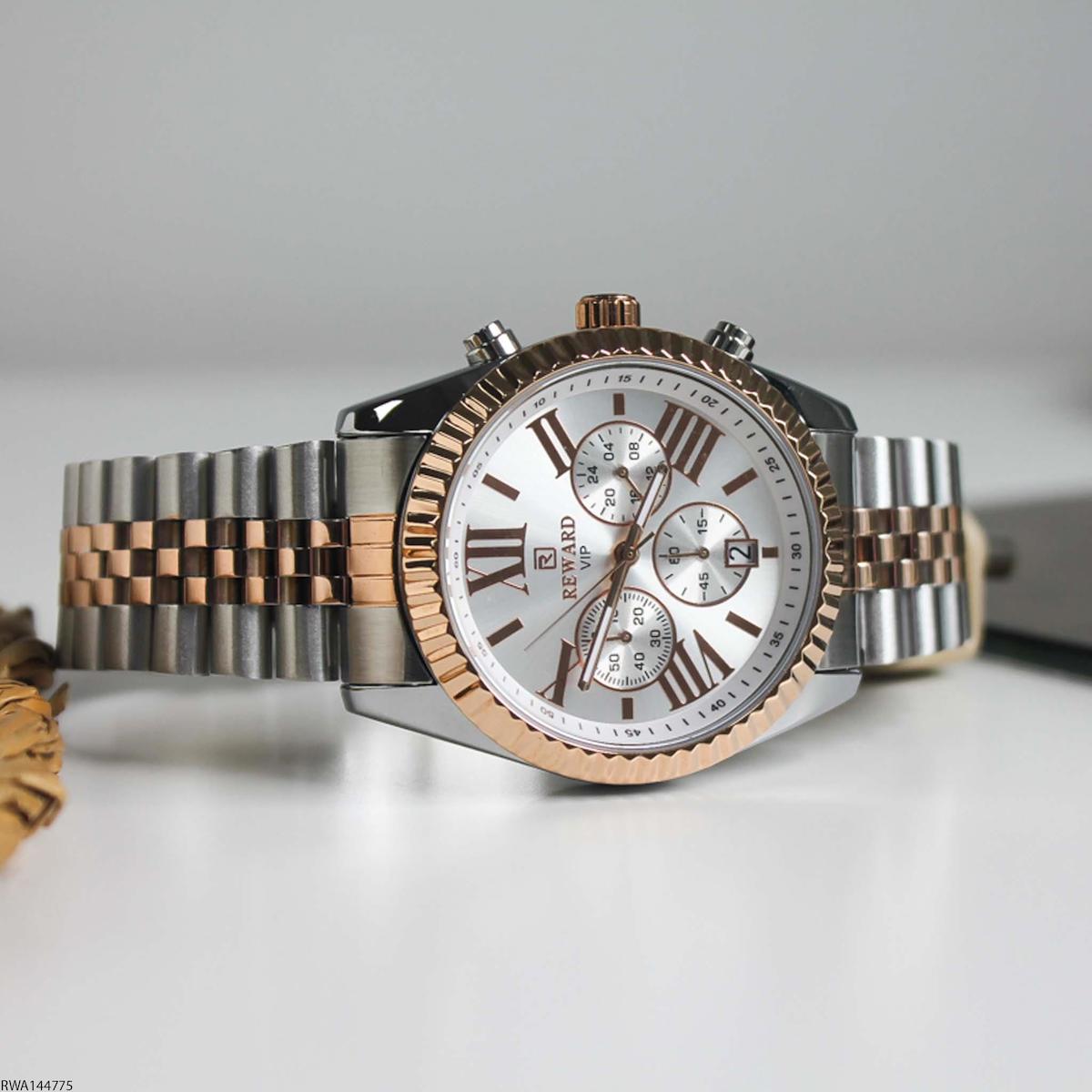 Reward RWA144775 Takvimli 43 mm Gri-Rose Gold Çelik Kordon Analog Erkek Kol Saati