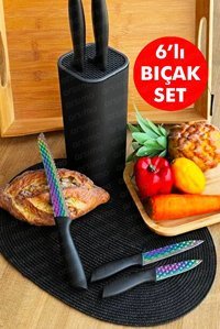 Arsimo 6'lı Diamond Premium Bıçak Seti Renkli | Şef Soyma Doğrama Sebze Ekmek Bıçak Seti