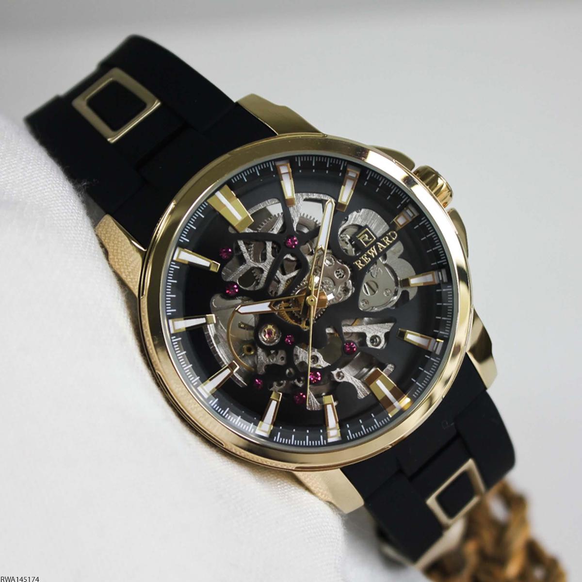 Reward RWA145174 48 mm Siyah Silikon Kordon Analog Erkek Kol Saati