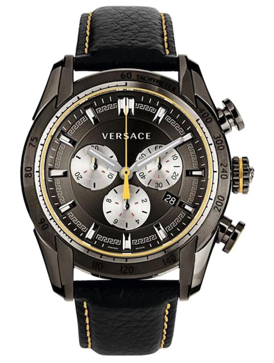 Versace VRSCVDB020014 Takvimli 44 mm Siyah Deri Kordon Analog Erkek Kol Saati