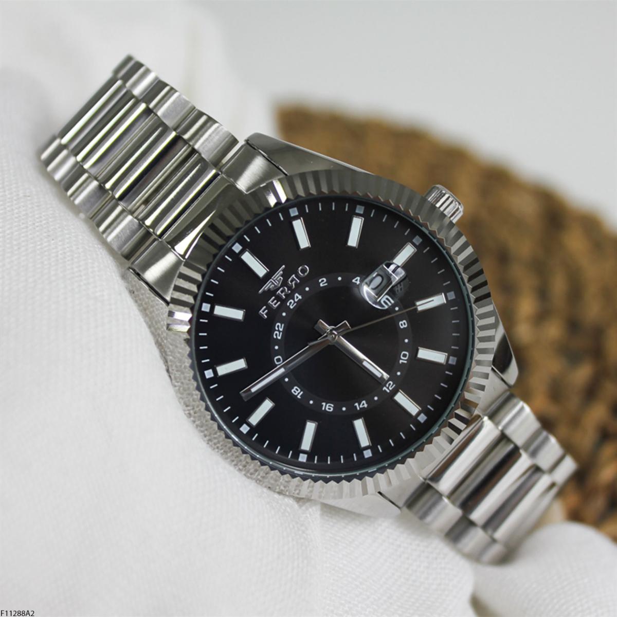 Ferro F11288A2 Takvimli 43 mm Çelik Kordon Analog Erkek Kol Saati