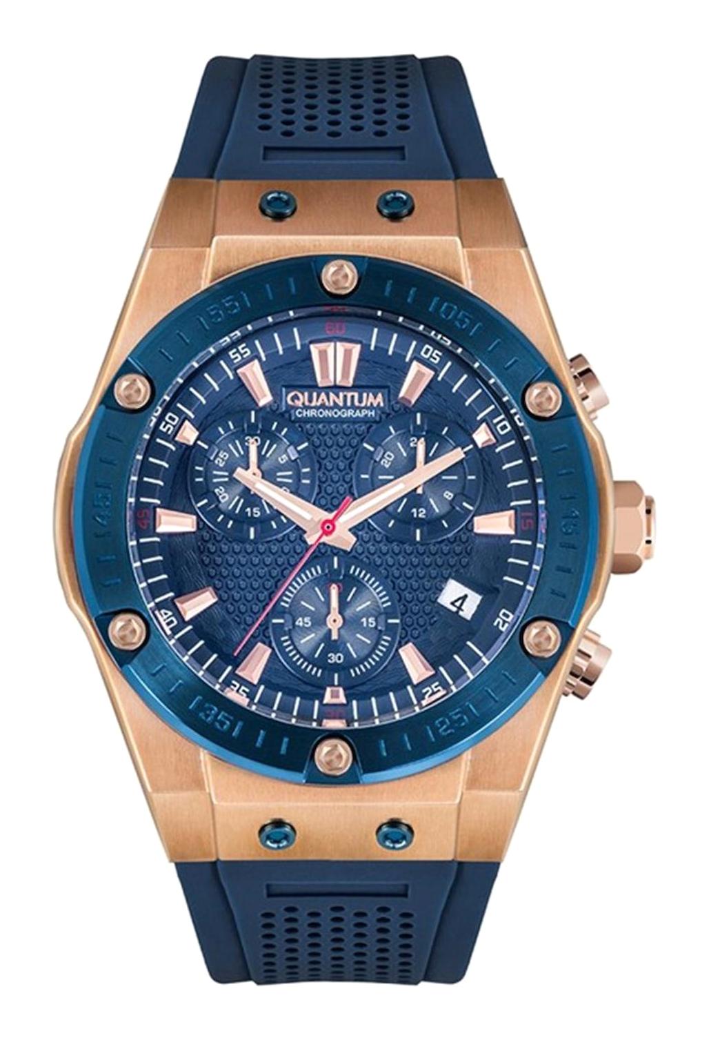 Quantum HNG819.999 Takvimli 44 mm Lacivert Çelik Kordon Analog Erkek Kol Saati