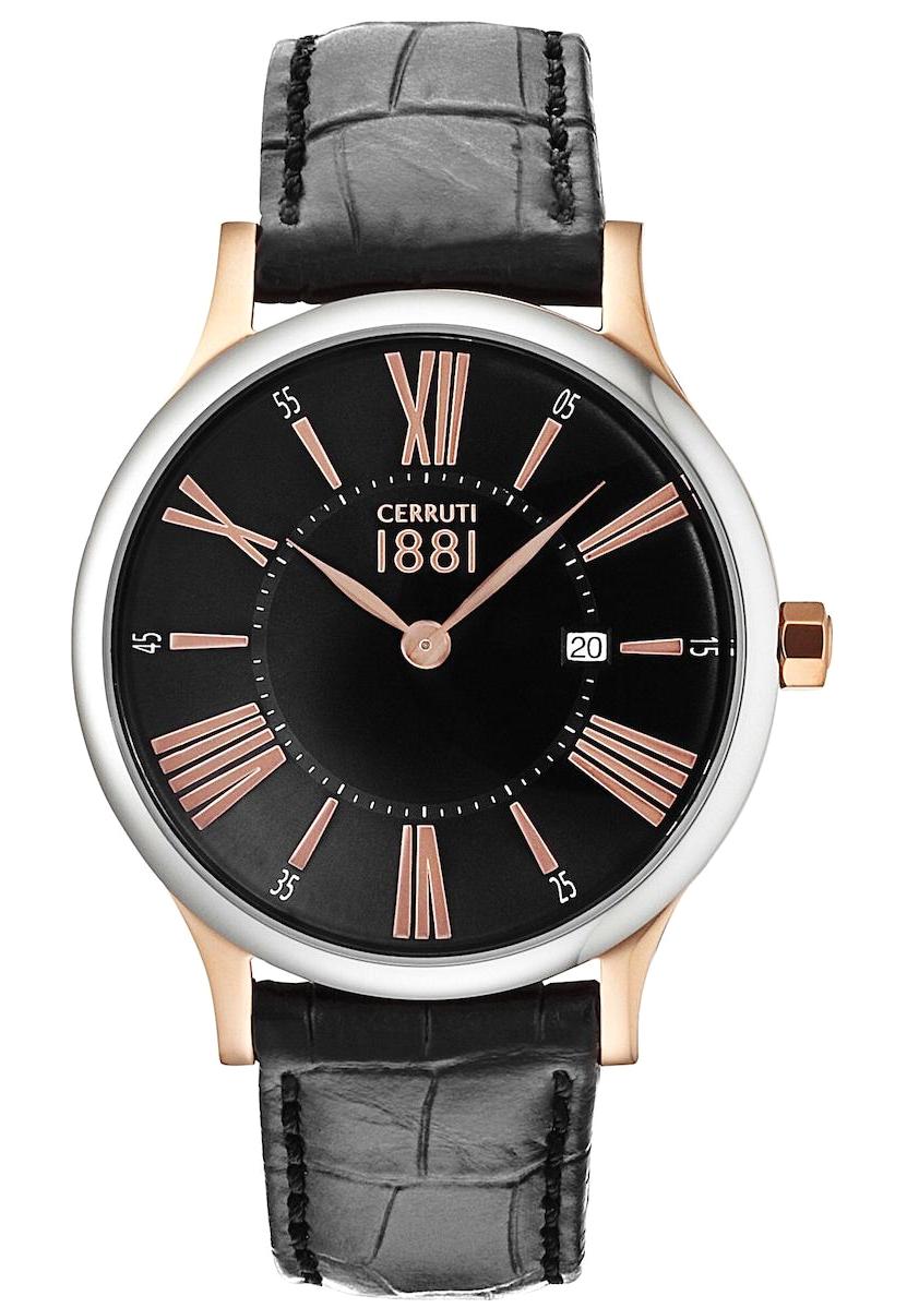 Cerruti 1881 CRA099I222C Takvimli Siyah Deri Kordon Analog Erkek Kol Saati