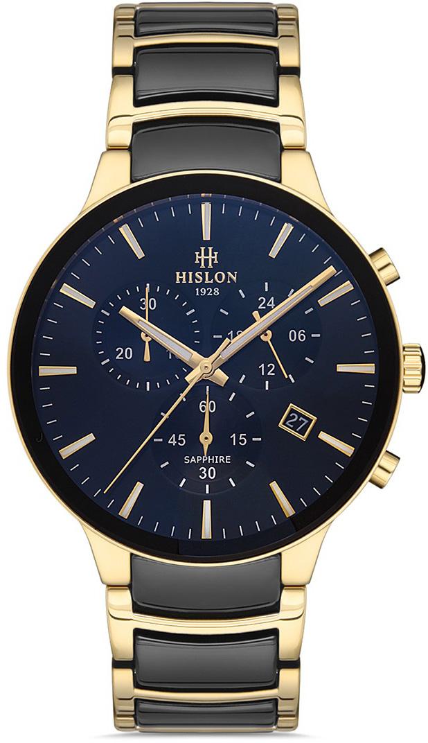 Hislon MS110T-04SG Pusulalı Takvimli 42 mm Altın-Siyah Çelik Kordon Analog Erkek Kol Saati