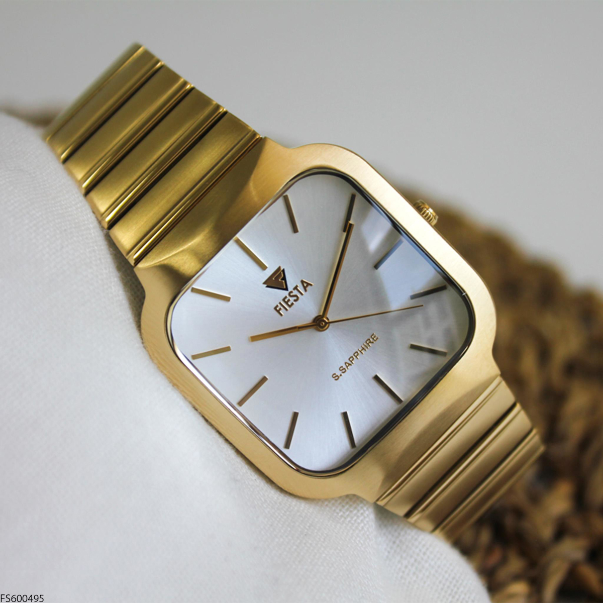Fiesta FS600495 42 mm Altın Çelik Kordon Analog Erkek Kol Saati