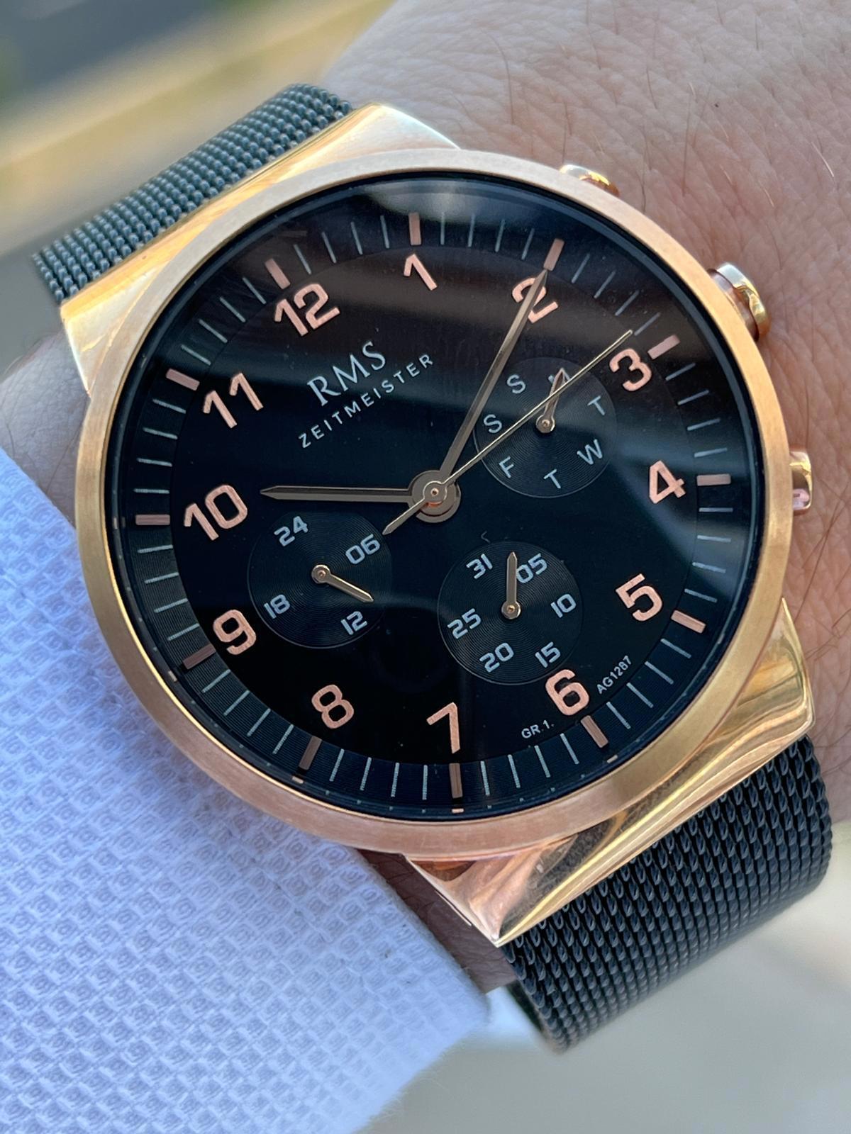 Romanson AG1287.04 Takvimli 43 mm Siyah Çelik Kordon Analog Erkek Kol Saati