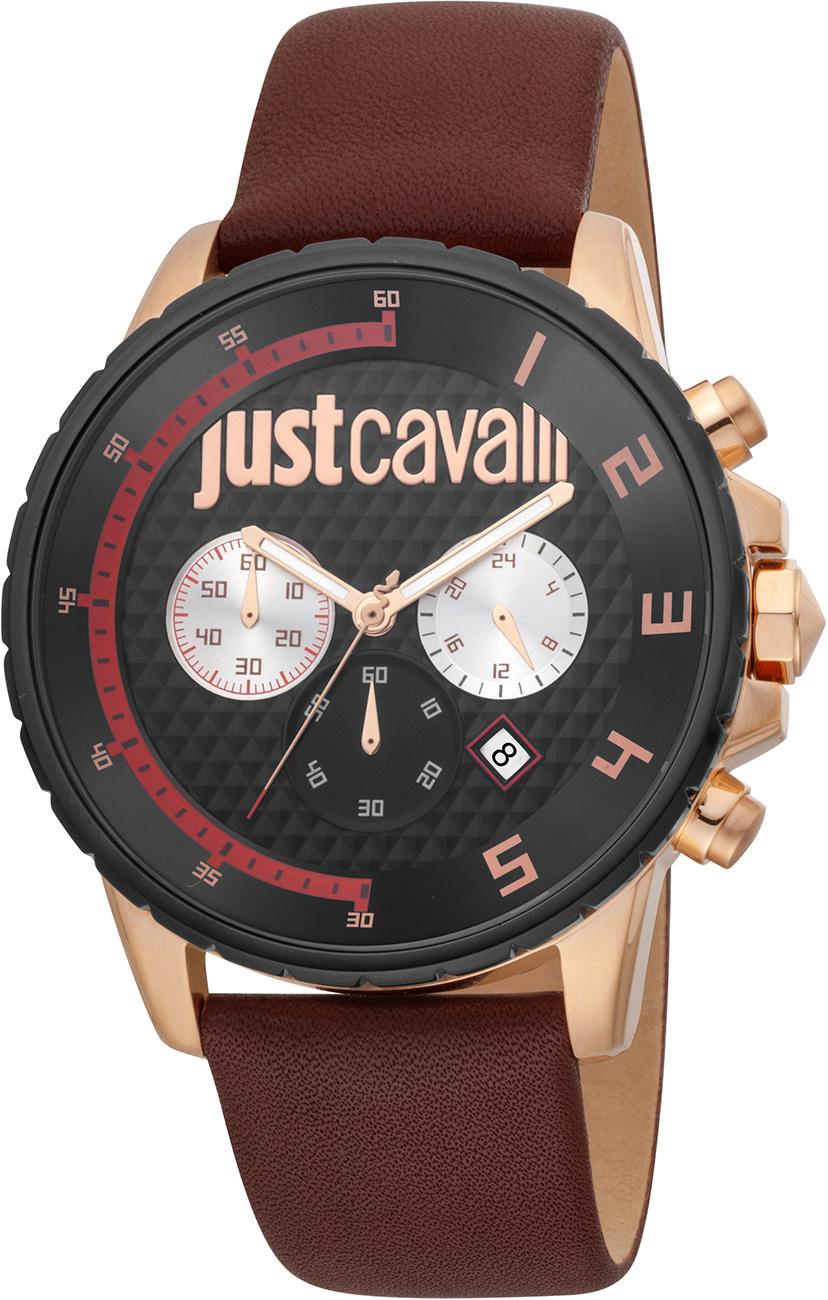 Just Cavalli JC1G063L0245 Takvimli 44 mm Kahverengi Deri Kordon Analog Kol Saati