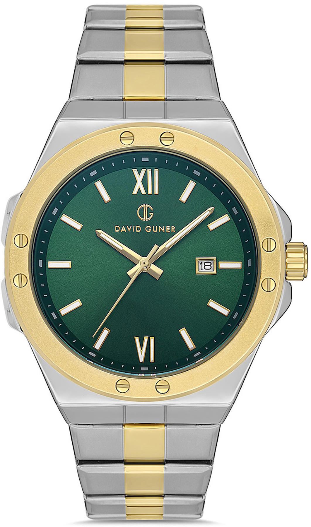 David Guner DG-8608GA-D10 Takvimli 42 mm Altın-Metal Kordon Analog Kol Saati