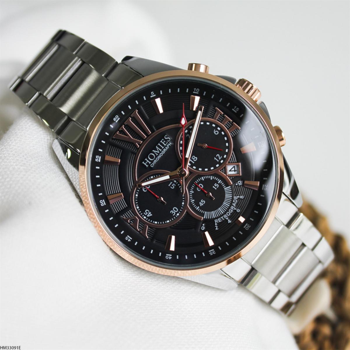 Homies HM33091E Pusulalı Takvimli 45 mm Metal Kordon Analog Erkek Kol Saati