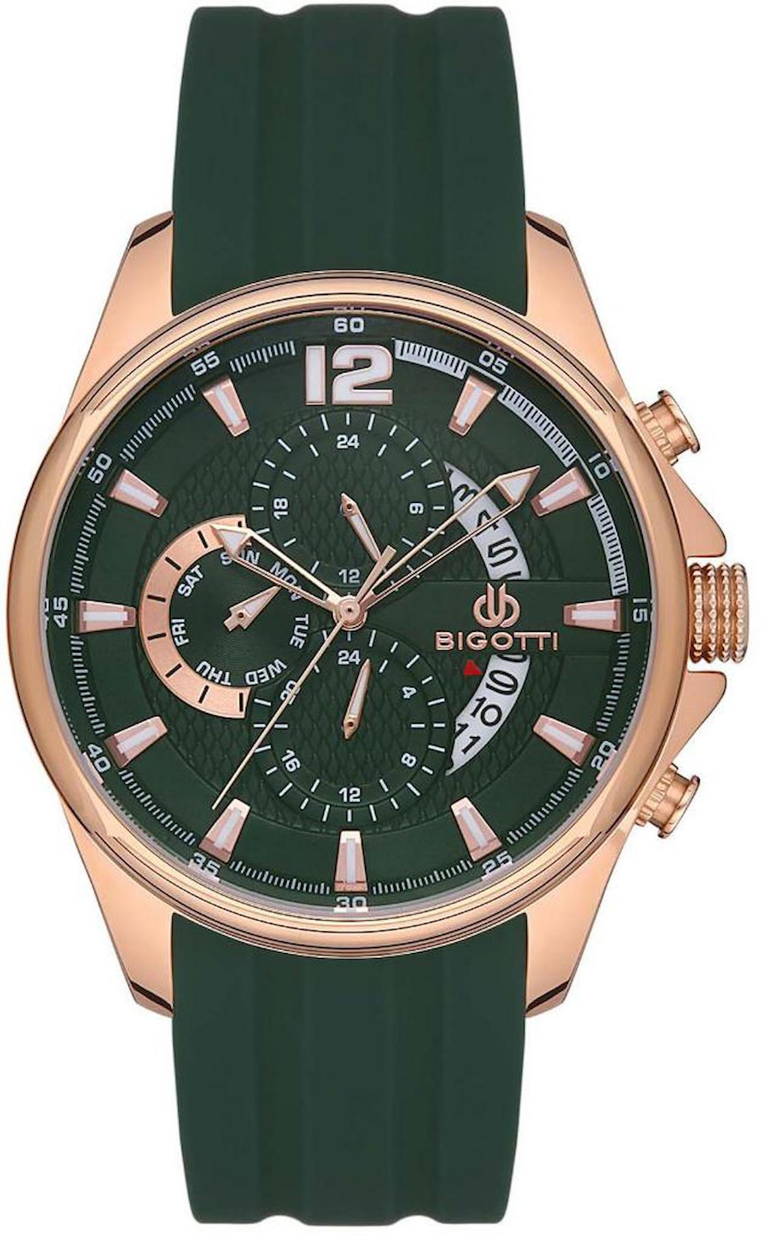 Bigotti BG.1.10402.4 Takvimli 46 mm Yeşil Silikon Kordon Analog Erkek Kol Saati