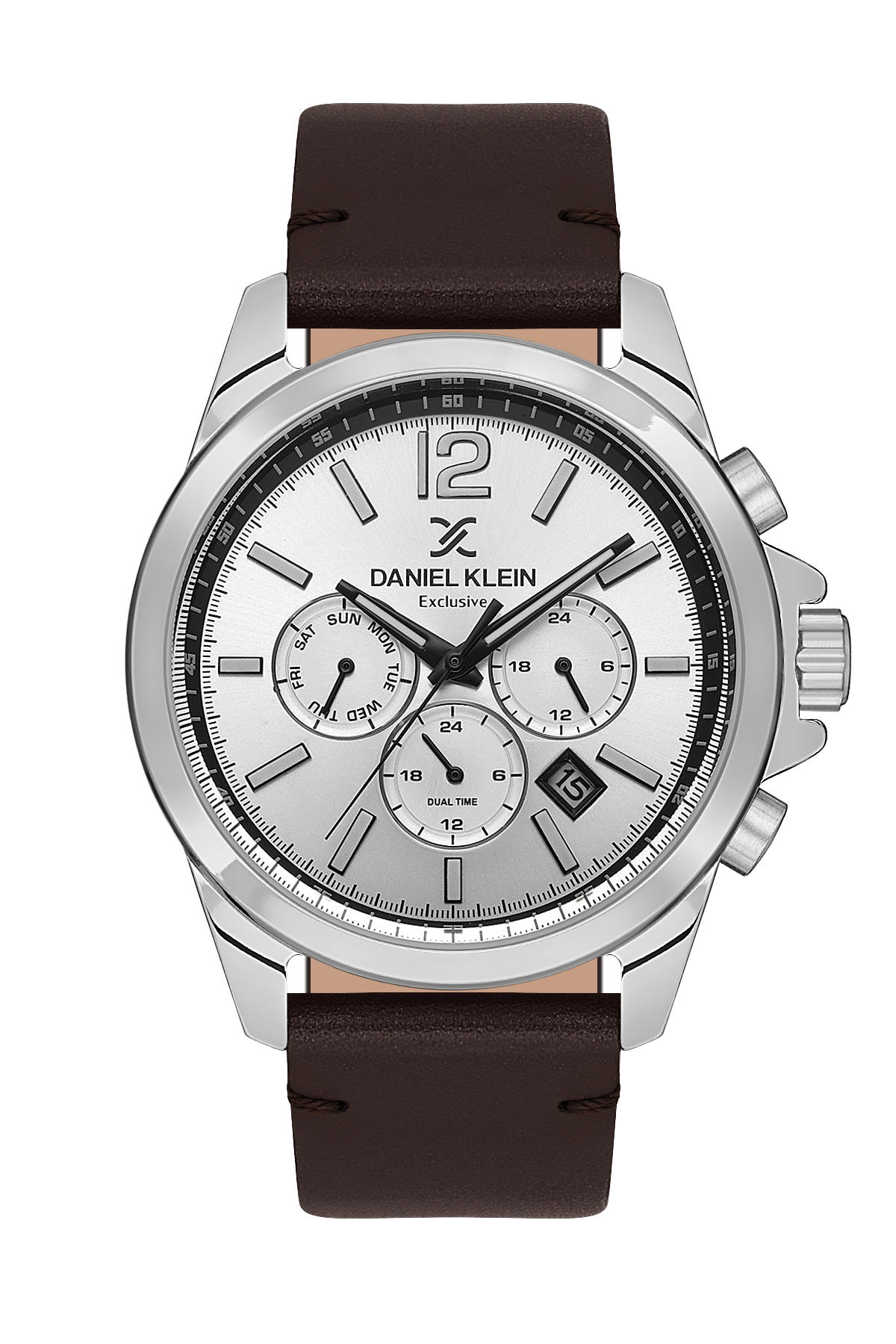 Daniel Klein DKE.1.10559.1 Takvimli 44 mm Kahverengi Deri Kordon Analog Erkek Kol Saati