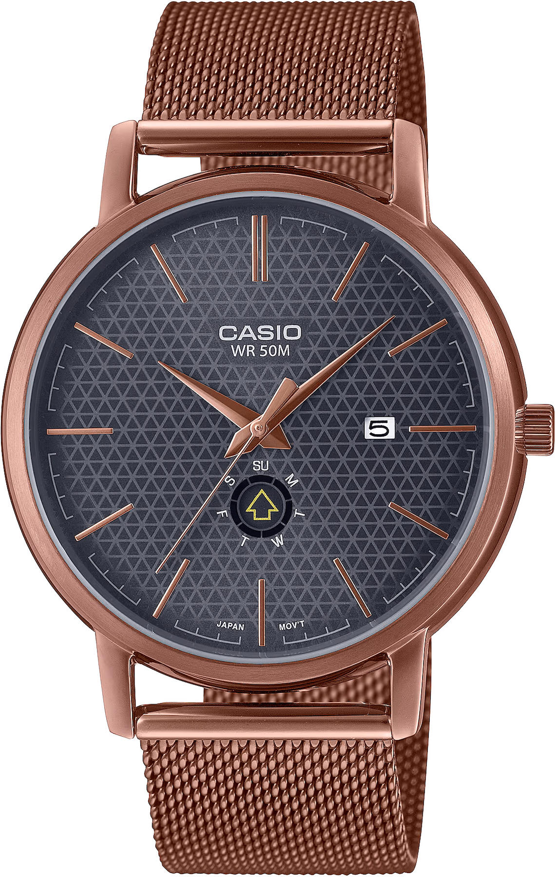Casio MTP-B125MR-8A Takvimli 41 mm Bakır Çelik Kordon Analog Kol Saati