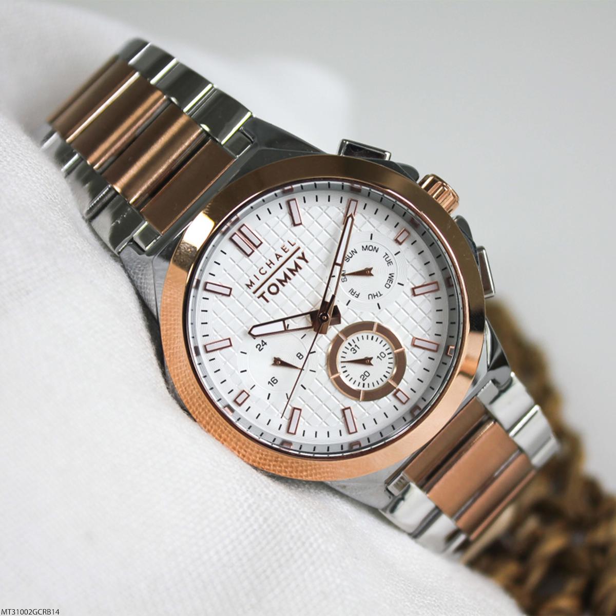 Michael Tommy MT31002GCRB14 Takvimli 43 mm Bronz-Çelik Kordon Analog Erkek Kol Saati