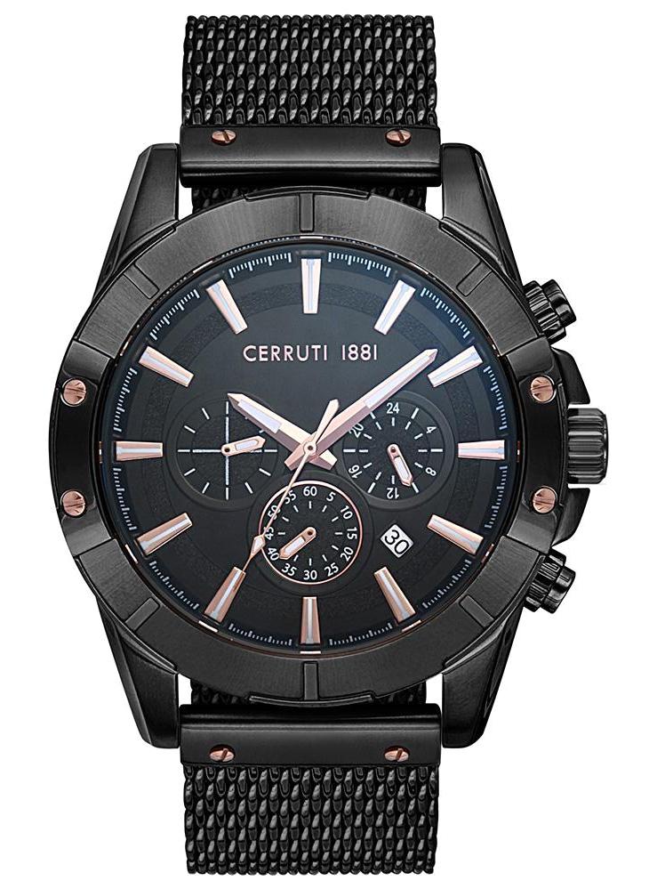 Cerruti 1881 CRA27904 Takvimli Siyah Çelik Kordon Analog Erkek Kol Saati