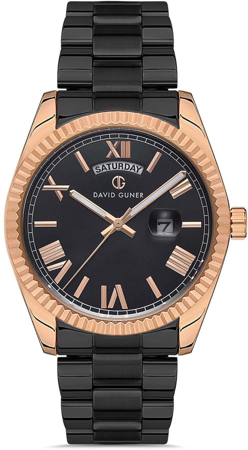 David Guner DG-8329GA2-R2 Takvimli 42 mm Siyah Metal Kordon Analog Kol Saati