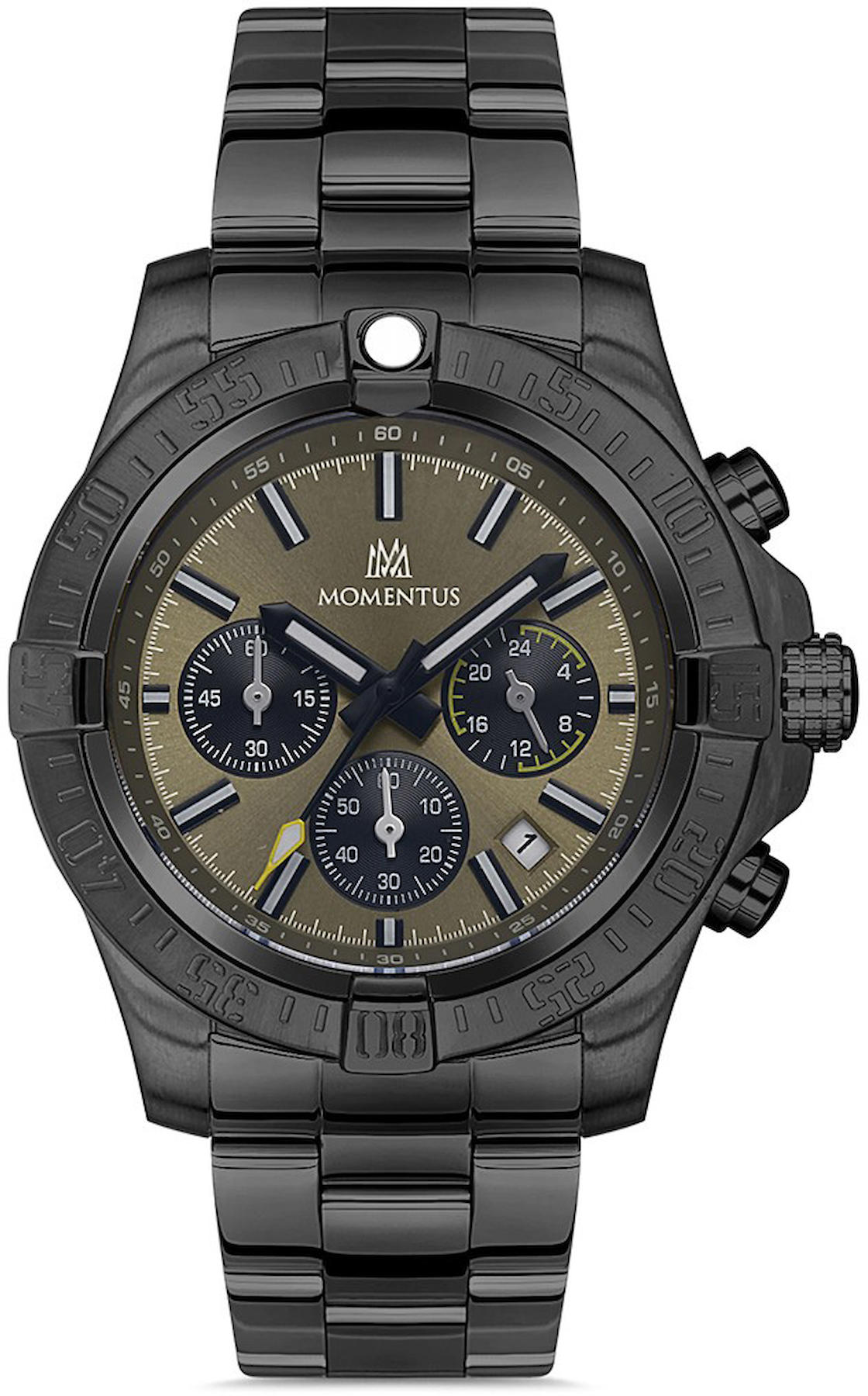 Momentus SM365N-15SN Takvimli 44 mm Siyah Çelik Kordon Analog Kol Saati