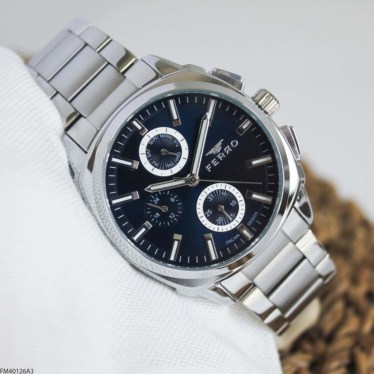 Ferro FM40126A3 Takvimli 41 mm Çelik Kordon Analog Erkek Kol Saati