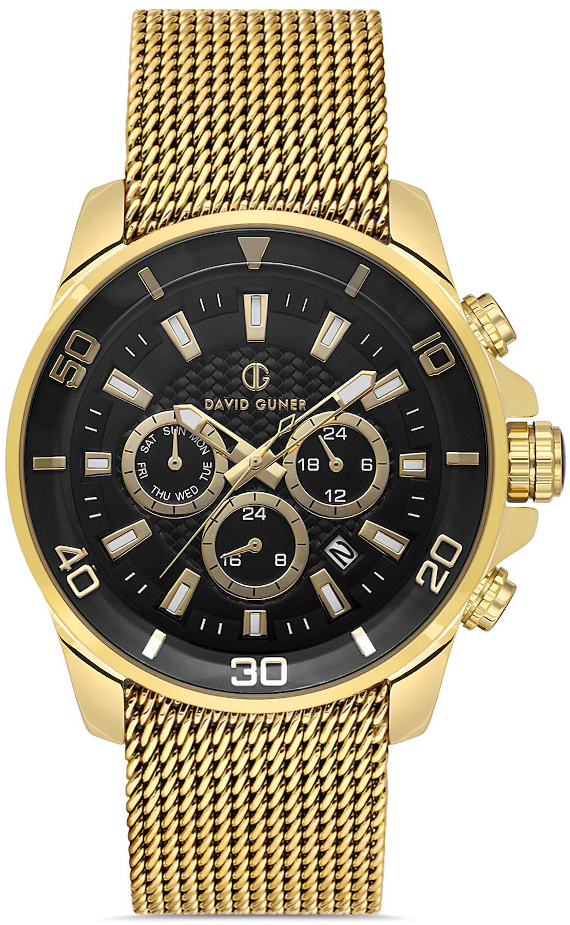 David Guner DG-8263GC-B2 Takvimli 42 mm Altın Metal Kordon Analog Kol Saati