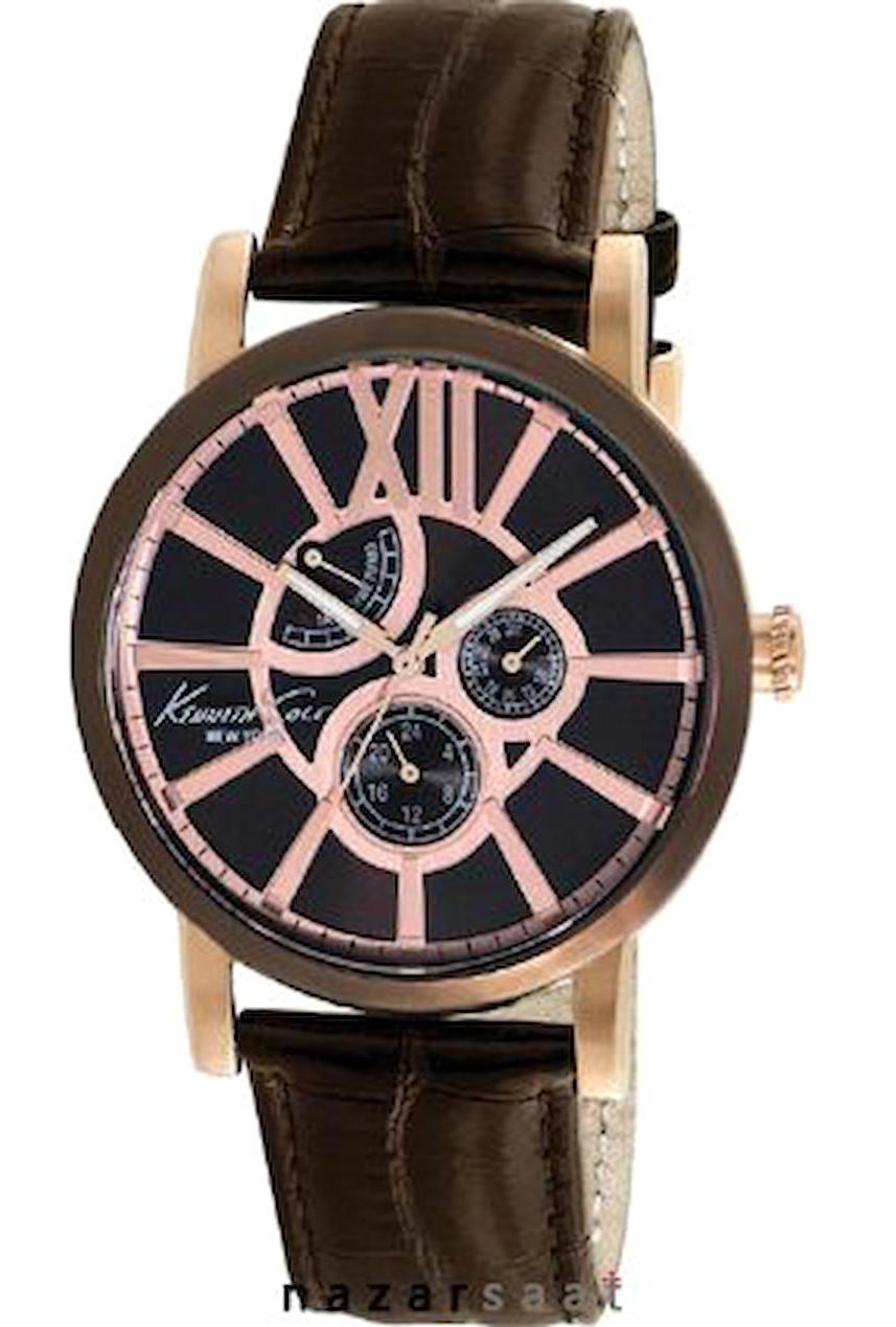 Kenneth Cole KC1981 Takvimli 44 mm Kahverengi Deri Kordon Analog Erkek Kol Saati