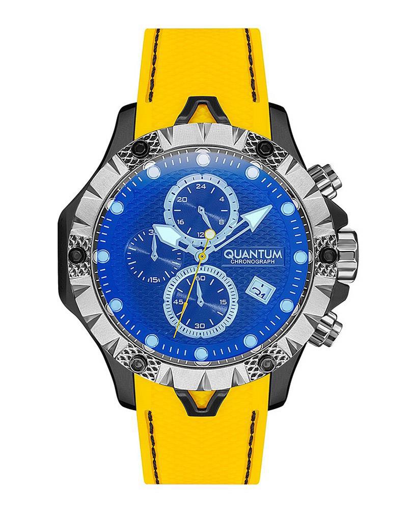 Quantum HNG957.654 Takvimli 44 mm Sarı Silikon Kordon Analog Erkek Kol Saati