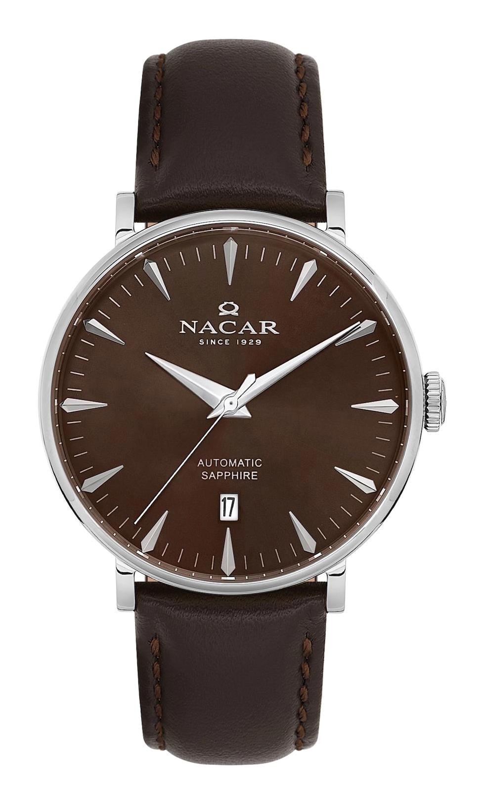 Nacar 3429B640AKL2 Takvimli 44 mm Kahverengi Çelik Kordon Analog Kol Saati