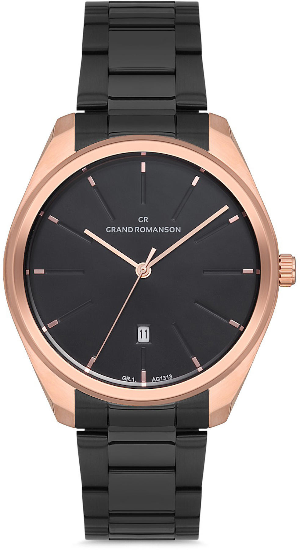 Romanson GR.1.AG1313.05 Takvimli 42 mm Siyah Çelik Kordon Analog Kol Saati