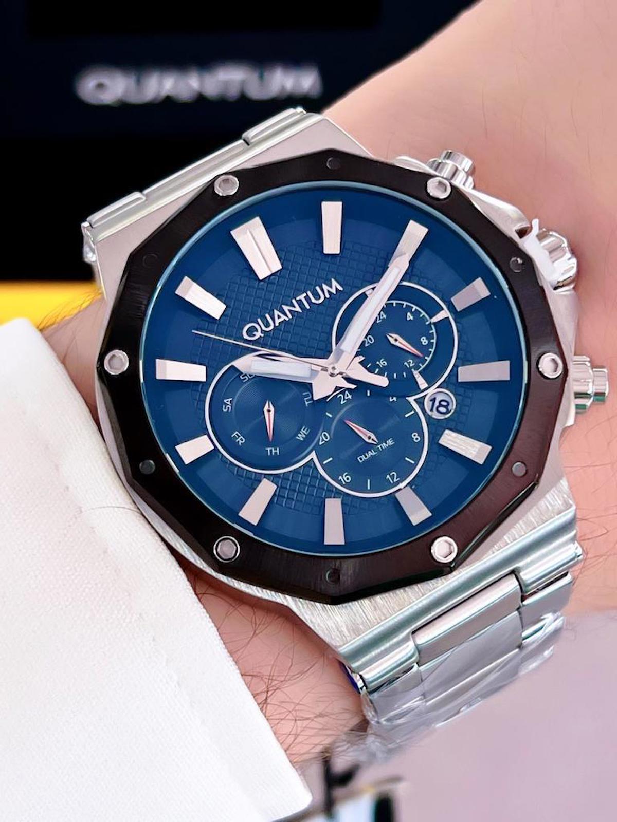 Quantum BLKT.2.630 Su Geçirmez Takvimli 46 mm Çelik Kordon Analog Kol Saati