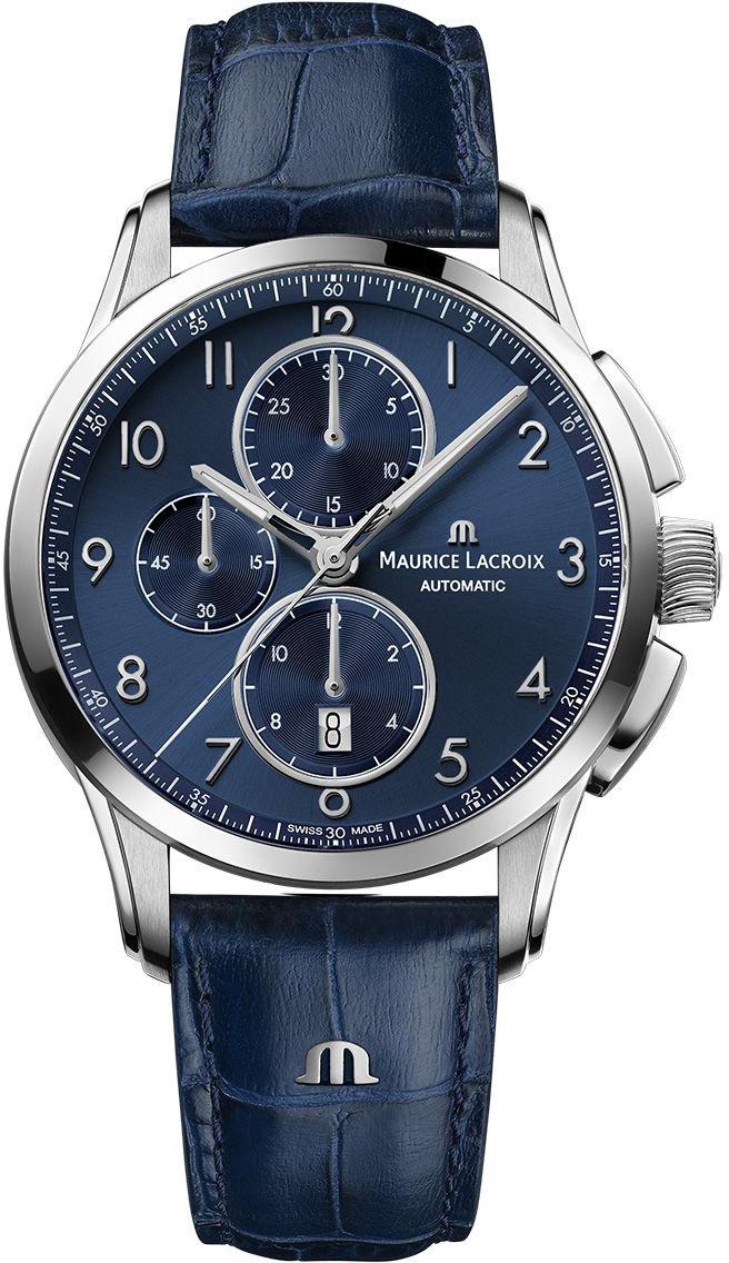 Maurice Lacroix PT6388-SS001-420-4 Takvimli 44 mm Lacivert Deri Kordon Analog Kol Saati