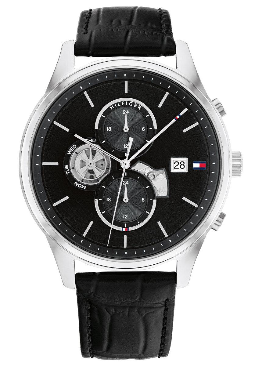 Tommy Hilfiger TH1710502 Takvimli 44 mm Siyah Deri Kordon Analog Erkek Kol Saati