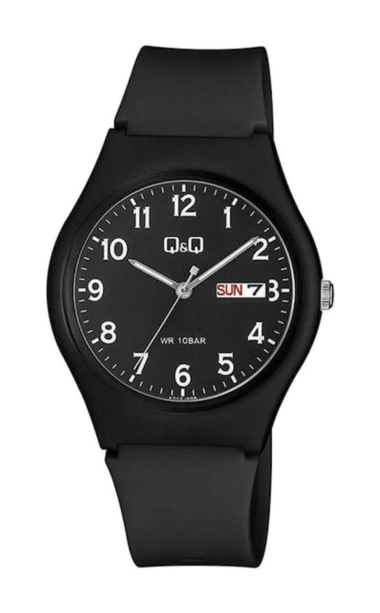 Q&Q A212J004Y Takvimli 38 mm Siyah Silikon Kordon Analog Erkek Kol Saati