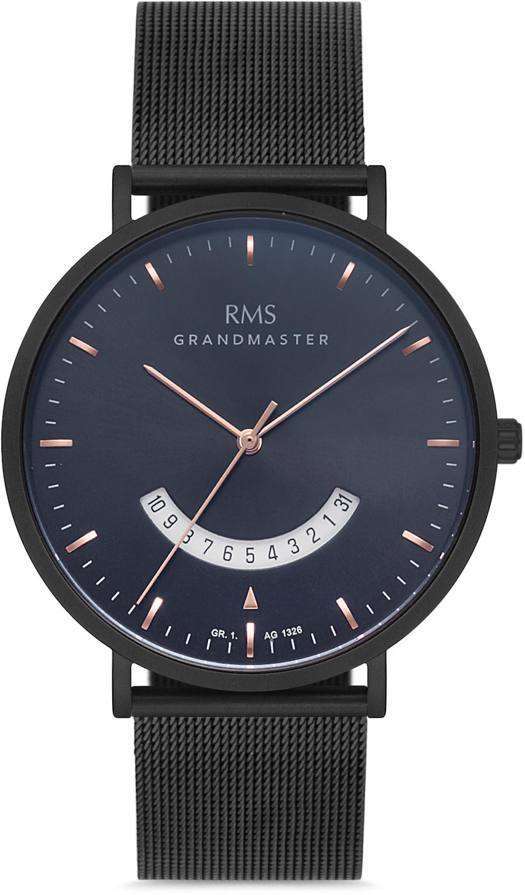 Romanson GR.1.AG1326.07 Takvimli 43 mm Siyah Hasır Kordon Analog Kol Saati