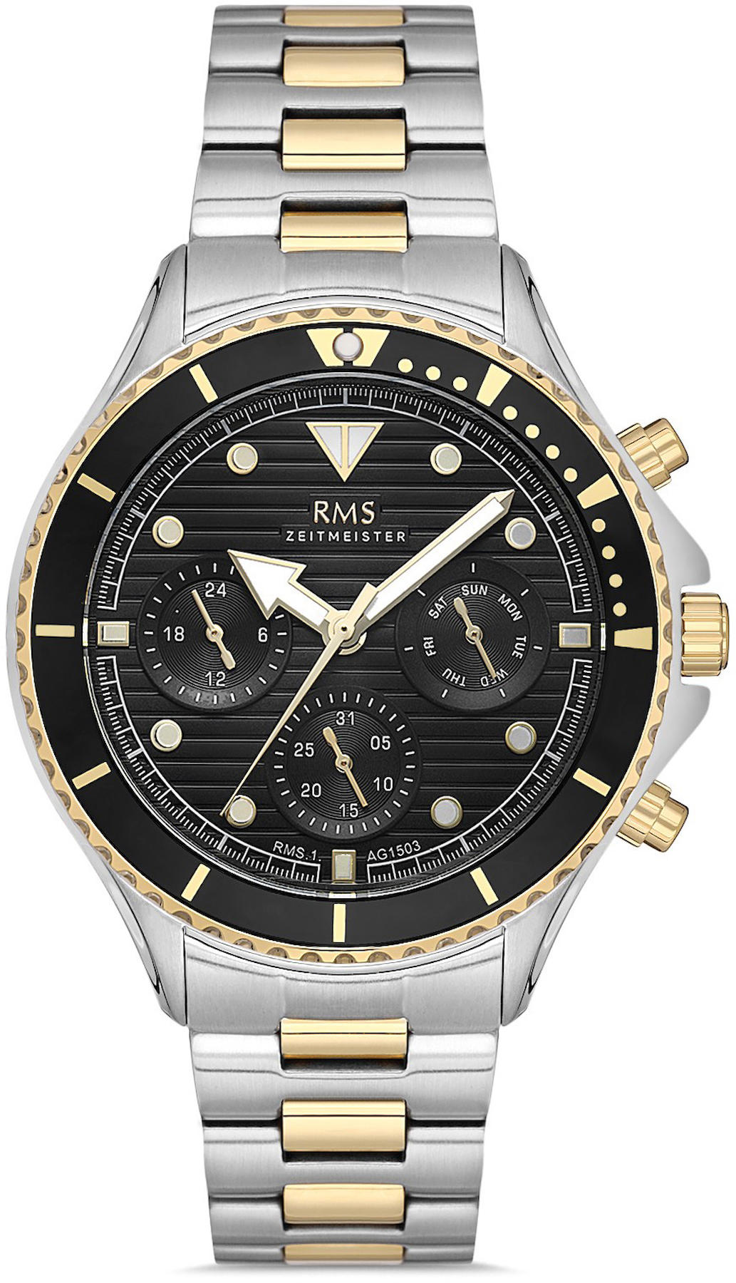 Romanson RMS.1.AG1503.04 Takvimli 44 mm Altın-Çelik Kordon Analog Kol Saati