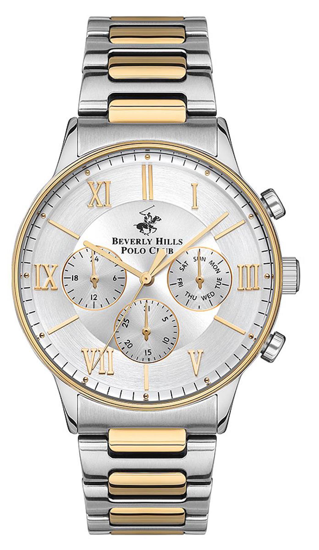 Beverly Hills Polo Club BP3314X230 Takvimli 41-45 mm Altın-Çelik Kordon Analog Erkek Kol Saati