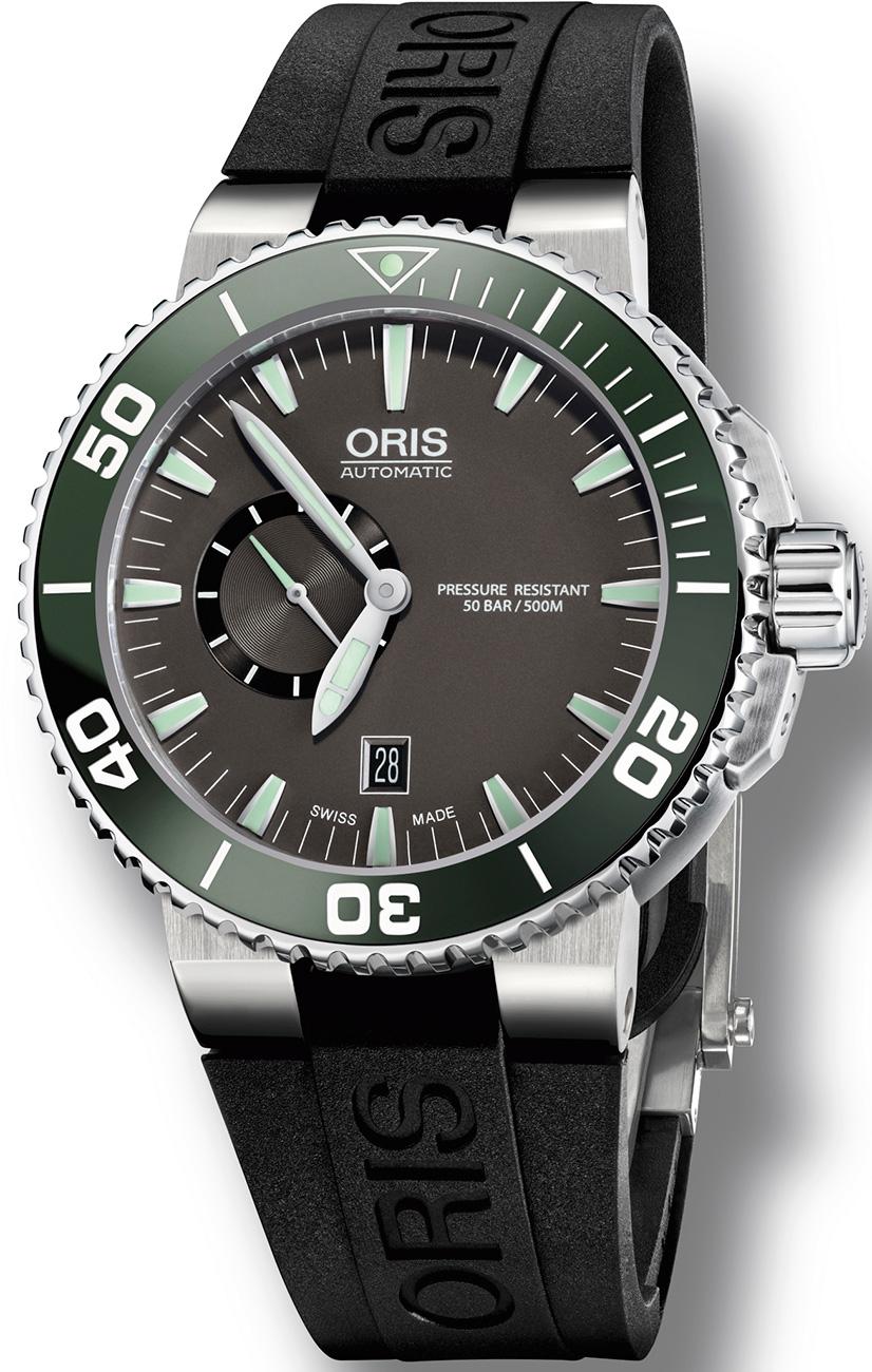 Oris 743-7673-4137-07-4-26-34EB Takvimli 46 mm Siyah Silikon Kordon Analog Kol Saati